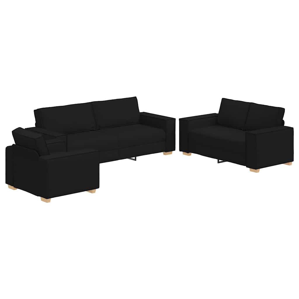 Sofa 3 pcs Schwarz Stoff