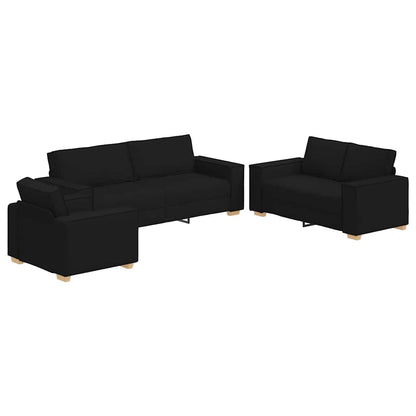 Sofa Set mit Kissen 3 pcs Schwarz 220 x 78 x 84 cm Stoff
