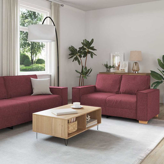 Sofa Set mit Kissen 3 pcs Weinrot 220 x 78 x 84 cm Stoff