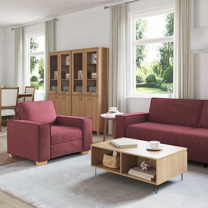 Sofa Set mit Kissen 3 pcs Weinrot 220 x 78 x 84 cm Stoff