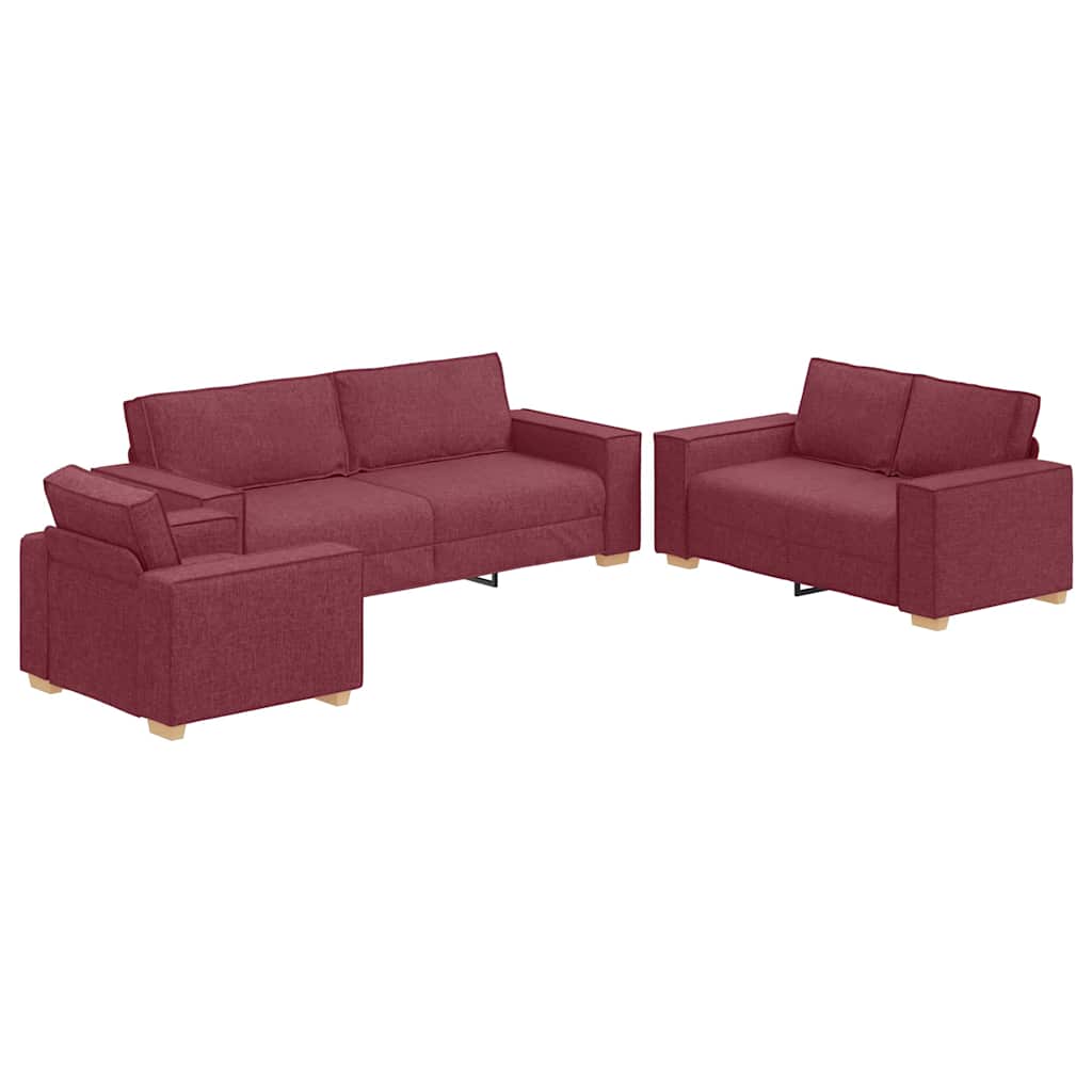 Sofa Set mit Kissen 3 pcs Weinrot 220 x 78 x 84 cm Stoff