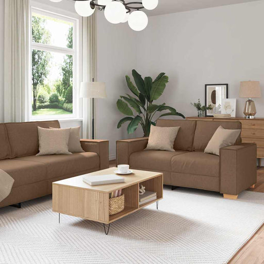 Sofa Set mit Kissen 3 pcs Braun 220 x 78 x 84 cm Stoff