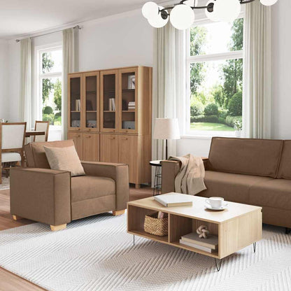 Sofa Set mit Kissen 3 pcs Braun 220 x 78 x 84 cm Stoff