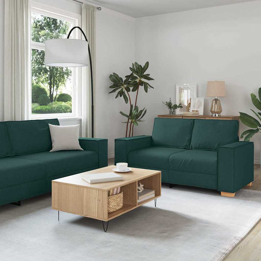 Sofa Set mit Kissen 3 pcs Dunkelgrün 220 x 78 x 84 cm Stoff