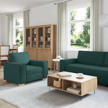 Sofa Set mit Kissen 3 pcs Dunkelgrün 220 x 78 x 84 cm Stoff