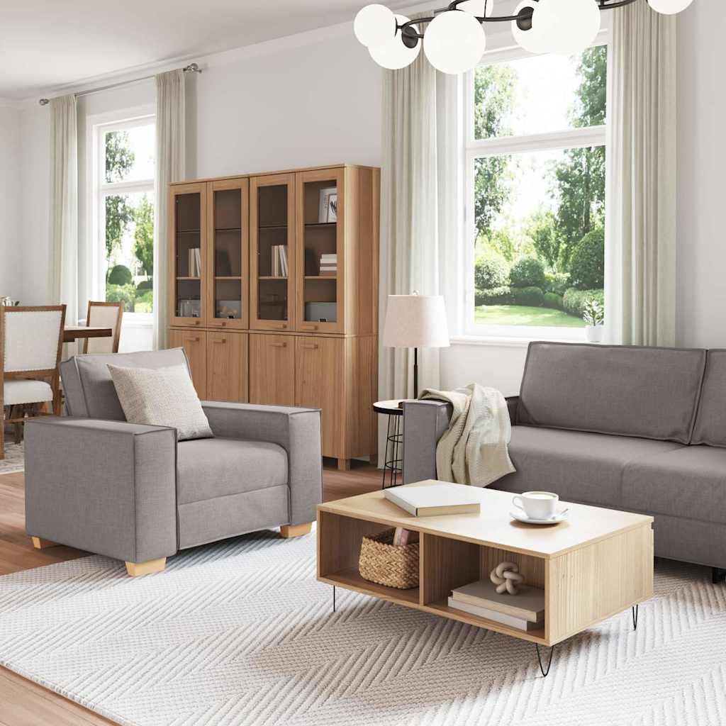 Sofa Set mit Kissen 3 pcs Taupe 220 x 78 x 84 cm Stoff