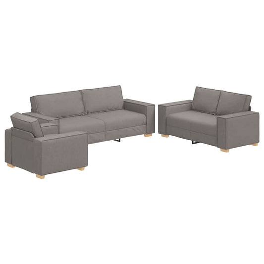 Sofa Set mit Kissen 3 pcs Taupe 220 x 78 x 84 cm Stoff