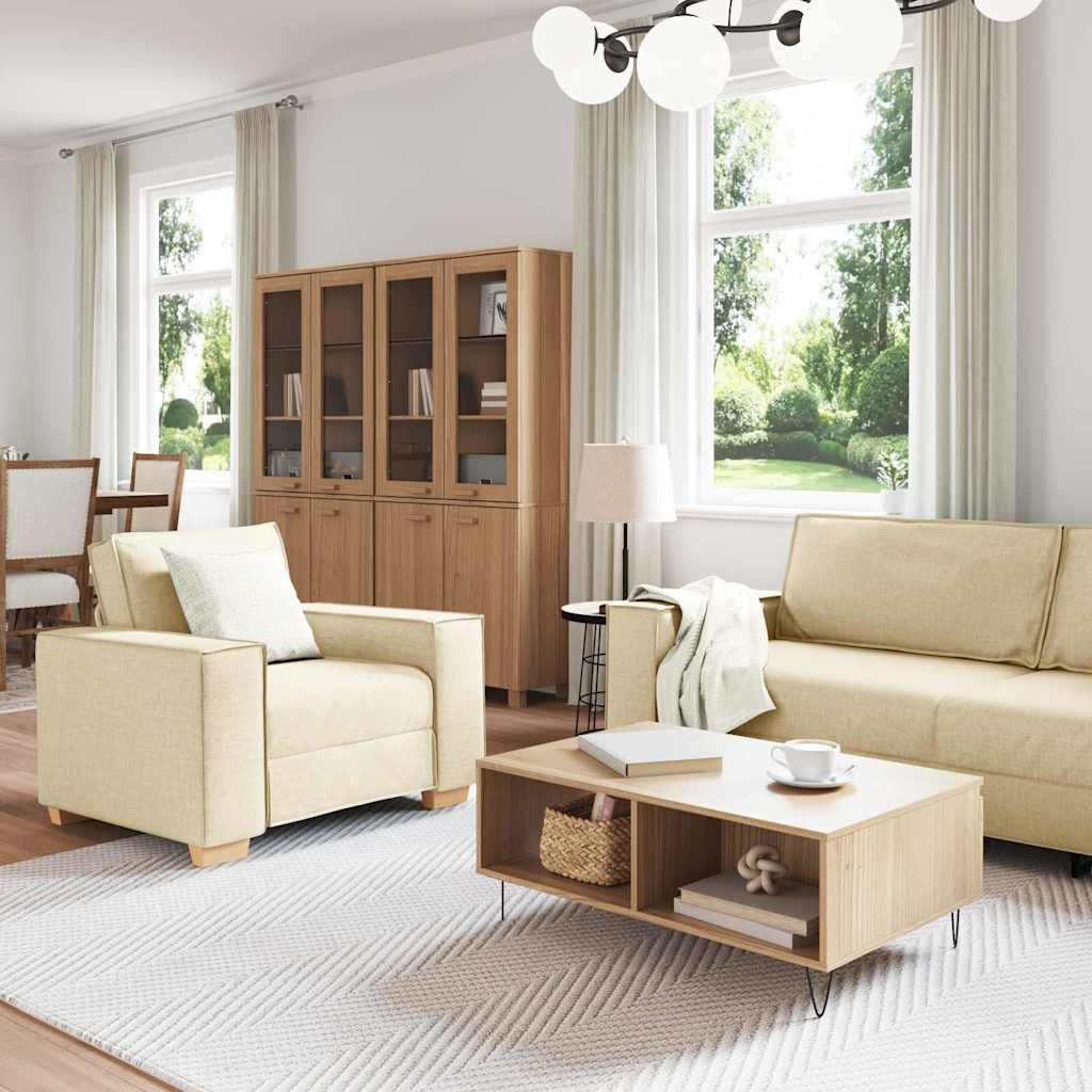 Sofa Set mit Kissen 3 pcs Creme 220 x 78 x 84 cm Stoff