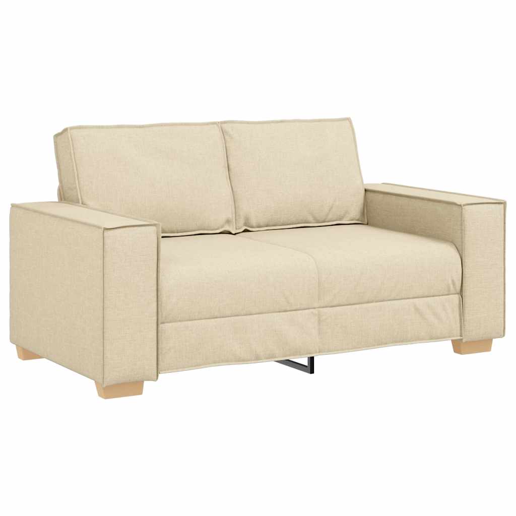 Sofa Set mit Kissen 3 pcs Creme 220 x 78 x 84 cm Stoff