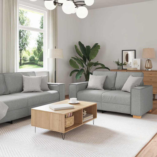 Sofa Set mit Kissen 3 pcs Grau 220 x 78 x 84 cm Stoff