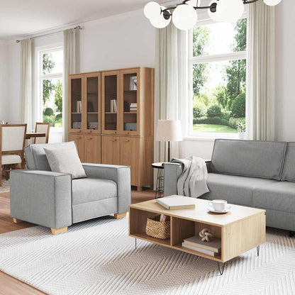 Sofa Set mit Kissen 3 pcs Grau 220 x 78 x 84 cm Stoff