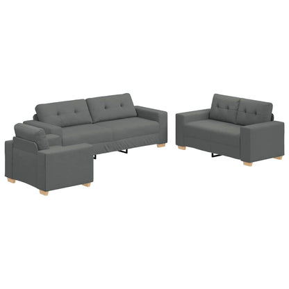 Sofa Set mit Kissen mit Kissen 3 pcs Grau Stoff