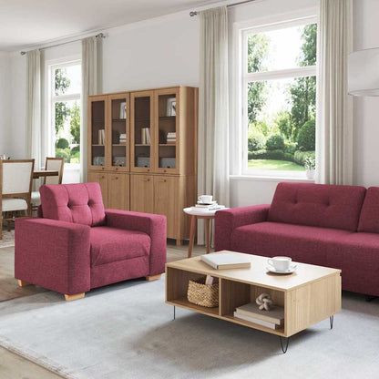 Sofa Set mit Kissen mit Kissen 3 pcs Weinrot Stoff