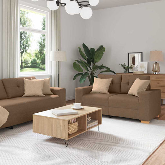 Sofa Set mit Kissen mit Kissen 3 pcs Braun Stoff