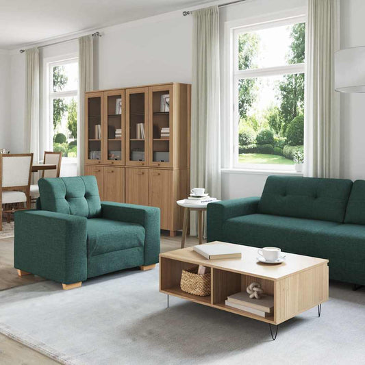 Sofa Set mit Kissen mit Kissen 3 pcs Dunkelgrün Stoff