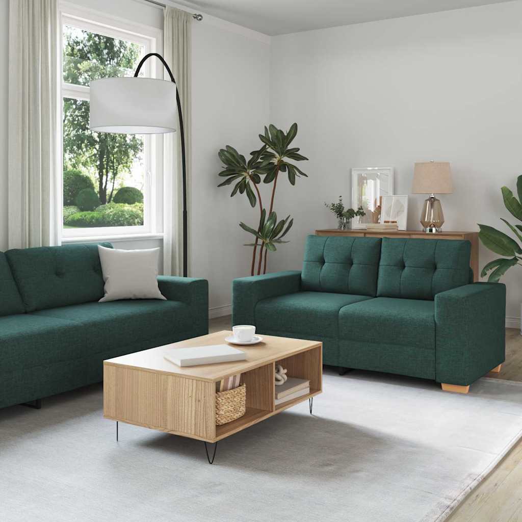 Sofa Set mit Kissen mit Kissen 3 pcs Dunkelgrün Stoff