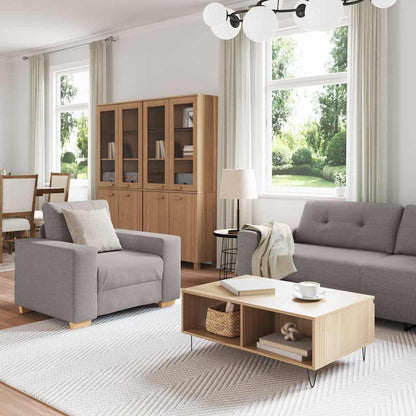 Sofa Set mit Kissen mit Kissen 3 pcs Taupe Stoff