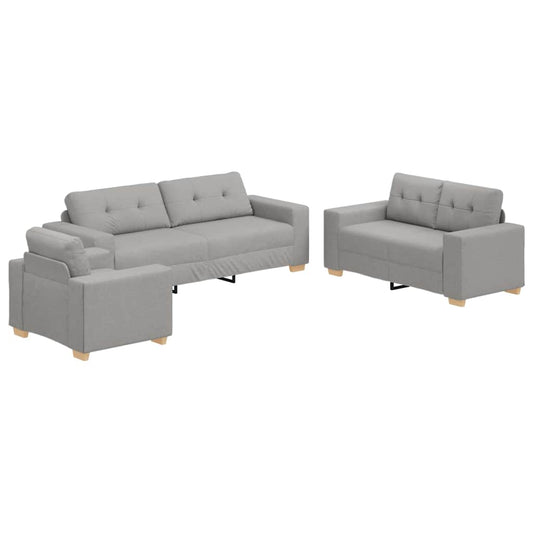 Sofa Set mit Kissen mit Kissen 3 pcs Grau Stoff