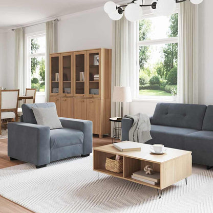 Sofa Set mit Kissen 3 pcs Grau 221 x 78 x 80 cm Samt