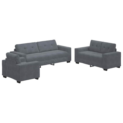 Sofa Set mit Kissen 3 pcs Grau 221 x 78 x 80 cm Samt
