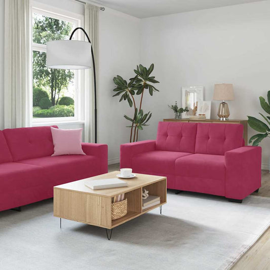 Sofa Set mit Kissen 3 pcs Weinrot 221 x 78 x 80 cm Samt