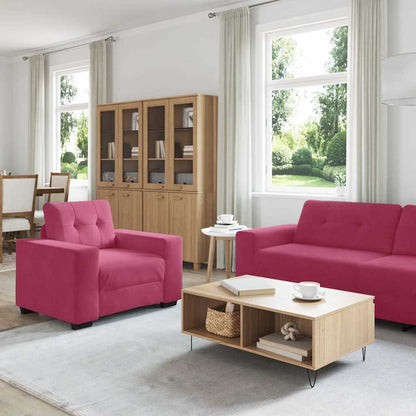 Sofa Set mit Kissen 3 pcs Weinrot 221 x 78 x 80 cm Samt