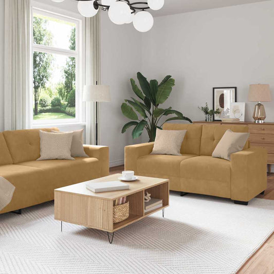 Sofa Set mit Kissen 3 pcs Braun 221 x 78 x 80 cm Samt