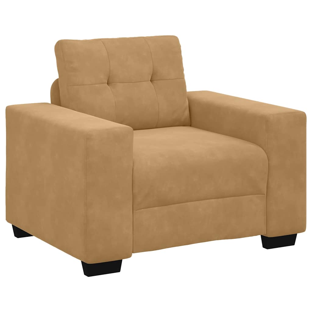 Sofa Set mit Kissen 3 pcs Braun 221 x 78 x 80 cm Samt