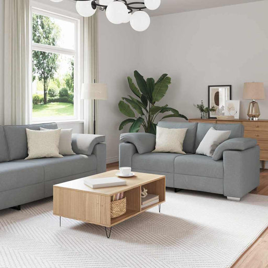 Sofa Set mit Kissen 3 pcs Grau 219 x 77 x 82 cm Stoff