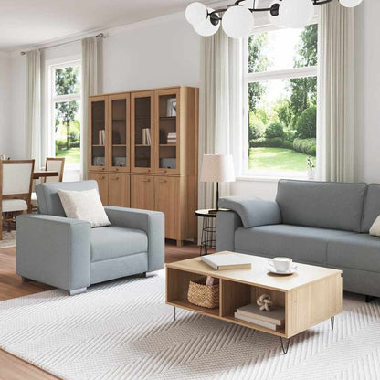 Sofa Set mit Kissen 3 pcs Grau 219 x 77 x 82 cm Stoff