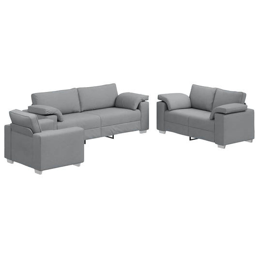 Sofa Set mit Kissen 3 pcs Grau 219 x 77 x 82 cm Stoff