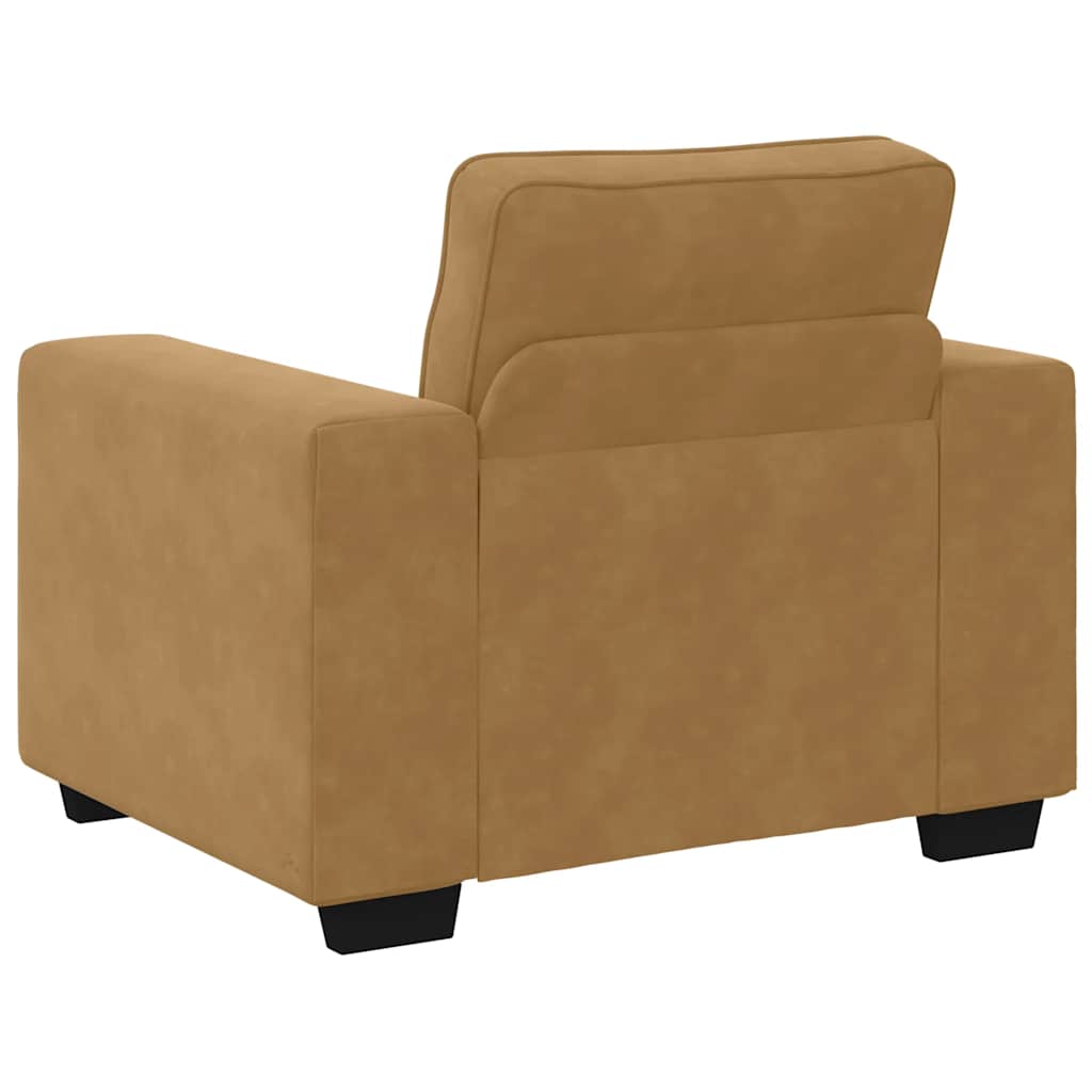 3-tlg. Sofagarnitur mit Kissen Braun Samt