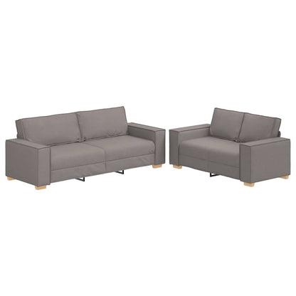 2-tlg. Sofagarnitur mit Kissen Taupe Stoff