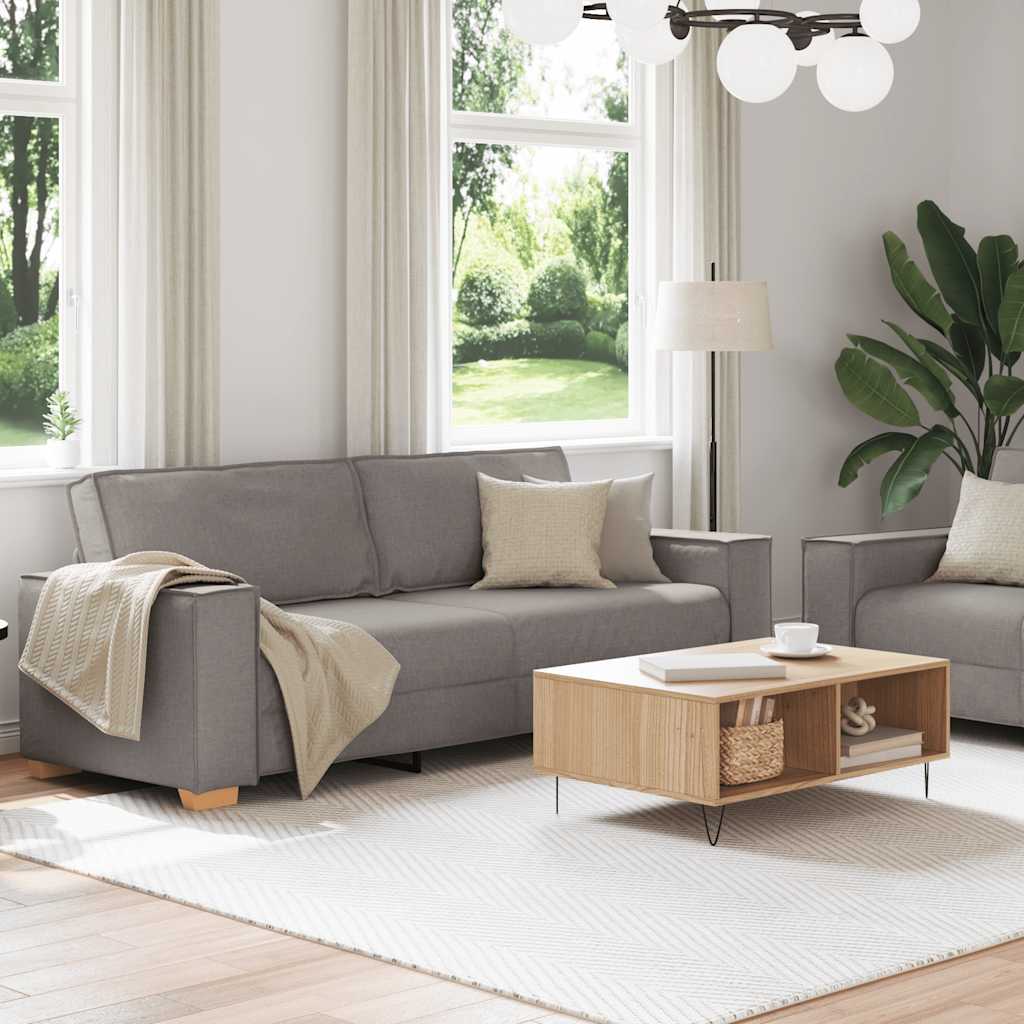 2-tlg. Sofagarnitur mit Kissen Taupe Stoff