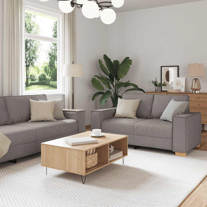 2-tlg. Sofagarnitur mit Kissen Taupe Stoff
