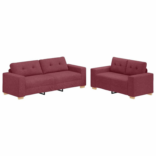 Sofa Set mit Kissen 2 pcs Weinrot 221 x 78 x 80 cm Stoff