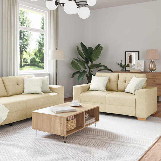 Sofa Set mit Kissen 2 pcs Creme 221 x 78 x 80 cm Stoff