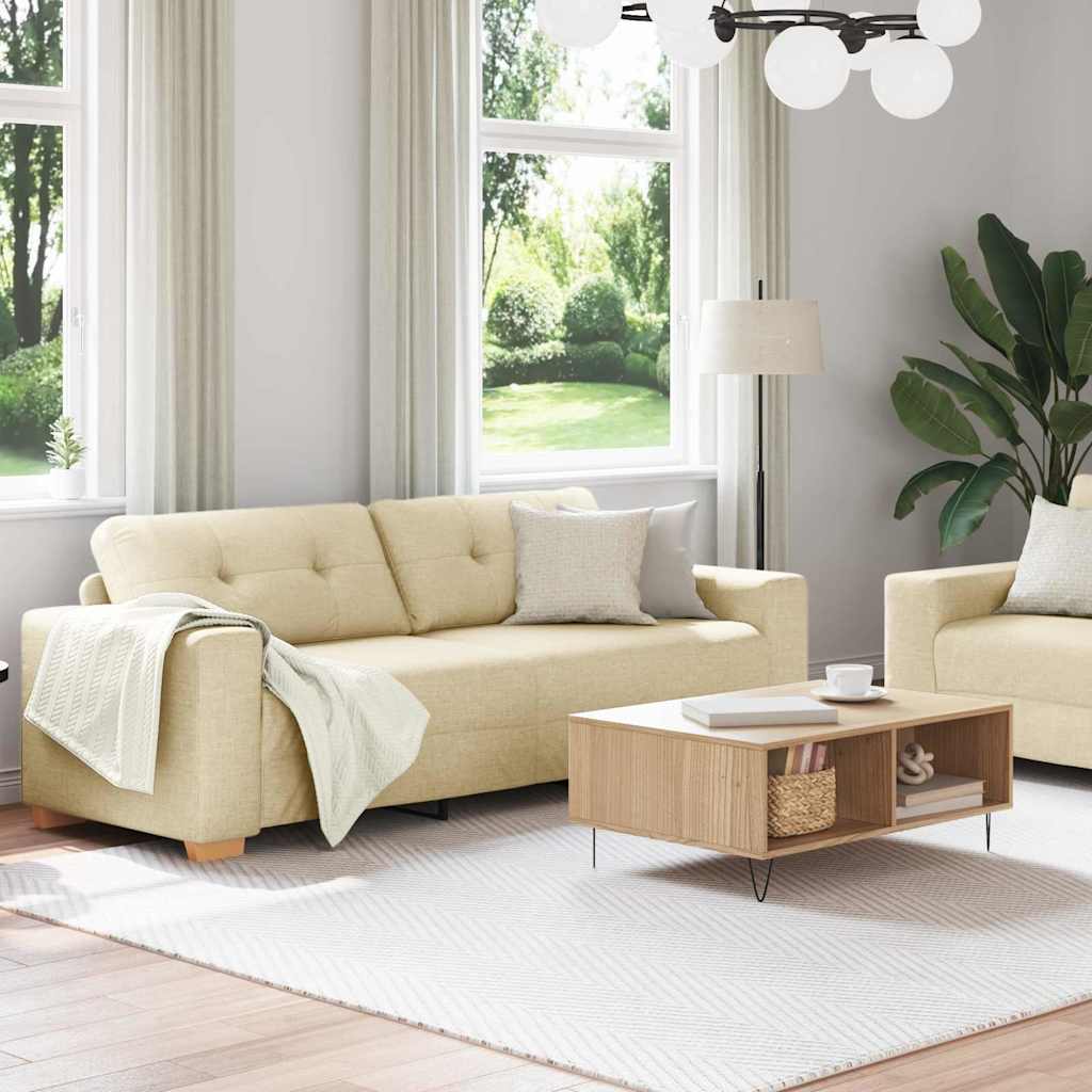 Sofa Set mit Kissen 2 pcs Creme 221 x 78 x 80 cm Stoff