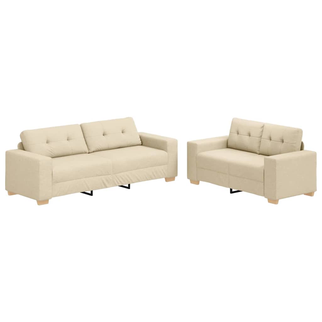 Sofa Set mit Kissen 2 pcs Creme 221 x 78 x 80 cm Stoff