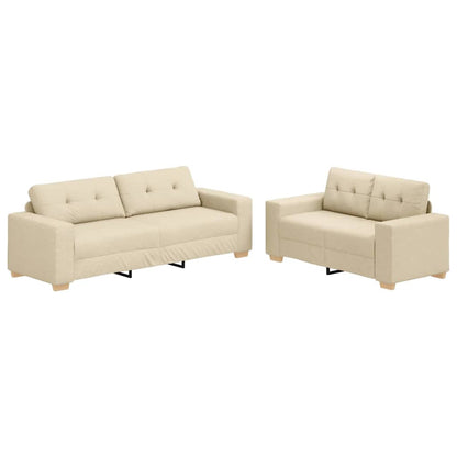 Sofa Set mit Kissen 2 pcs Creme 221 x 78 x 80 cm Stoff
