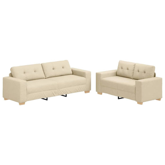 Sofa Set mit Kissen 2 pcs Creme 221 x 78 x 80 cm Stoff