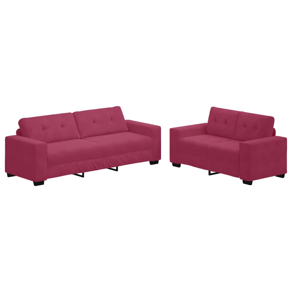 Sofa Set 2 pcs Weinrot 221 x 78 x 80 cm Samt