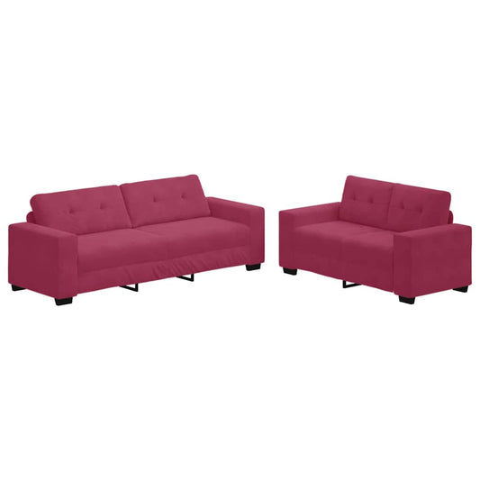 Sofa Set 2 pcs Weinrot 221 x 78 x 80 cm Samt