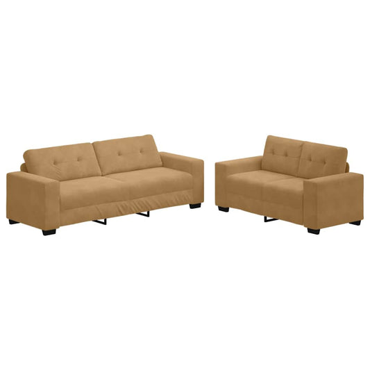 Sofa Set 2 pcs Braun 221 x 78 x 80 cm Samt