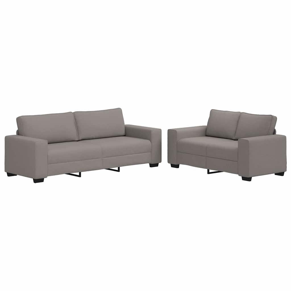 2-tlg. Sofagarnitur mit Kissen Taupe Stoff