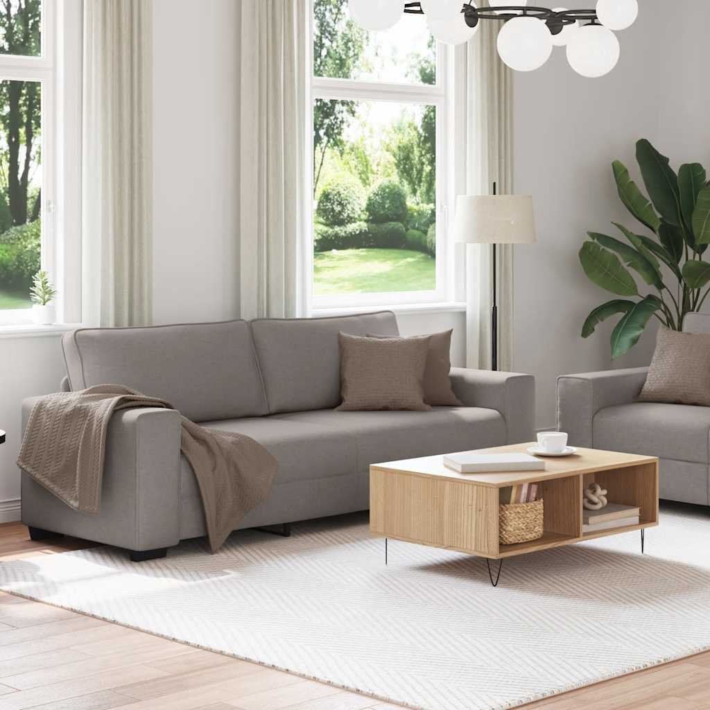 2-tlg. Sofagarnitur mit Kissen Taupe Stoff