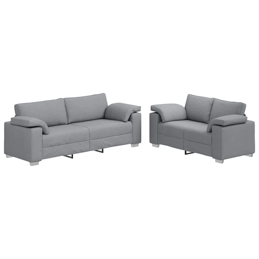Sofa Set 2 pcs Hellgrau 219 x 77 x 82 cm Stoff
