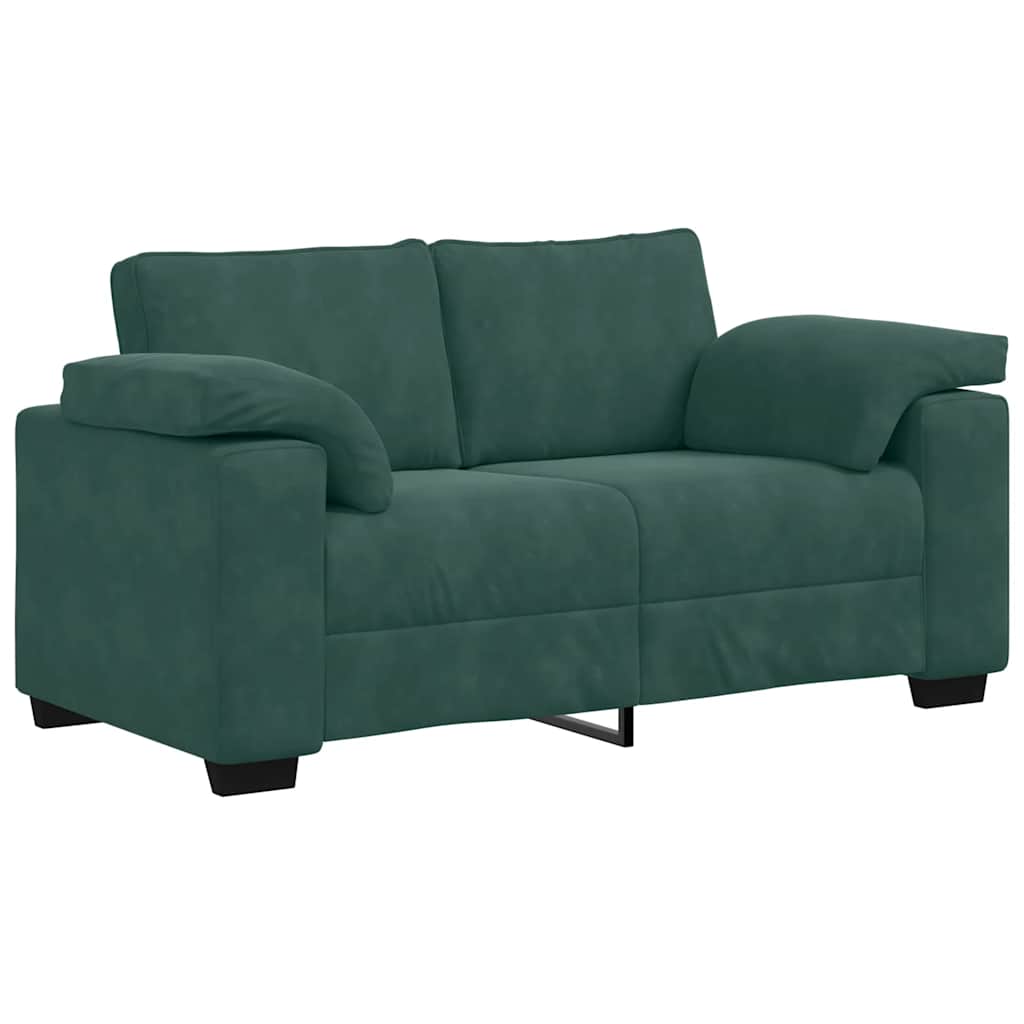 2-teiliges Sofa-Set mit Kissen, dunkelgrüner Samt