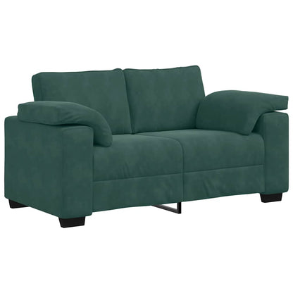 2-teiliges Sofa-Set mit Kissen, dunkelgrüner Samt