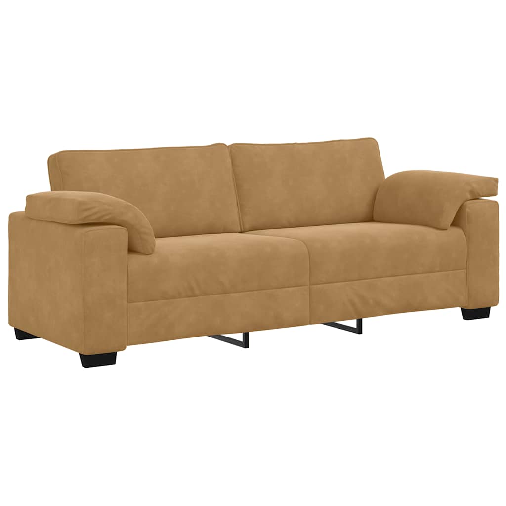2-teiliges Sofa-Set mit Kissen, brauner Samt